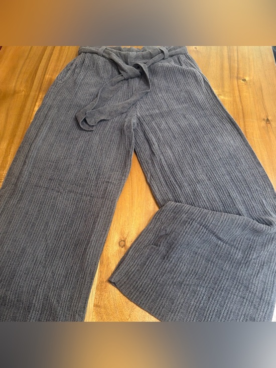Barefoot Dreams Pants - Barefoot Dreams Ribbed Lounge Pants Dark Gray Belted Small CozyChic Ultra Lite
